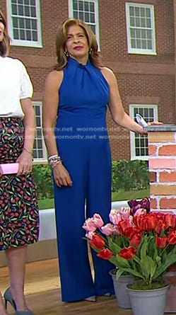 Hoda’s blue twisted halter jumpsuit on Today