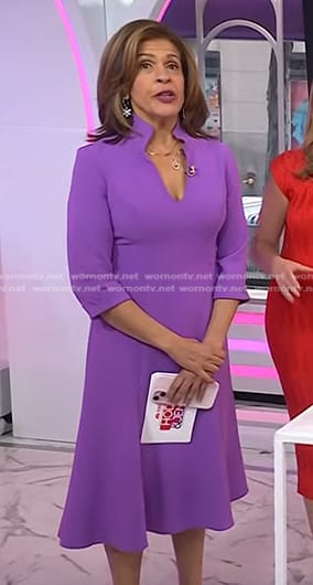 Hoda’s purple v-neck midi dress on Today