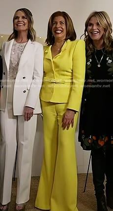 Hoda’s neon yellow belted blazer and flare pants on Today