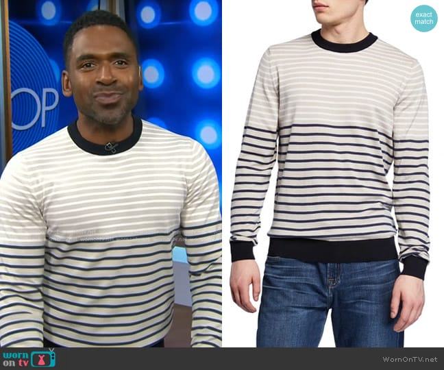 Hugo Boss Figaro Regular-Fit Cotton Sweater in Beige worn by Justin Sylvester on Today