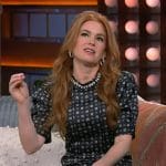 Isla Fisher’s black star print mini dress on The Kelly Clarkson Show