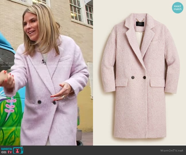 J. Crew Relaxed Topcoat in Italian brushed wool blend worn by Jenna Bush Hager on Today