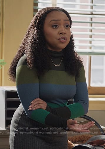 Janine’s stripe long sleeve tee on Abbott Elementary