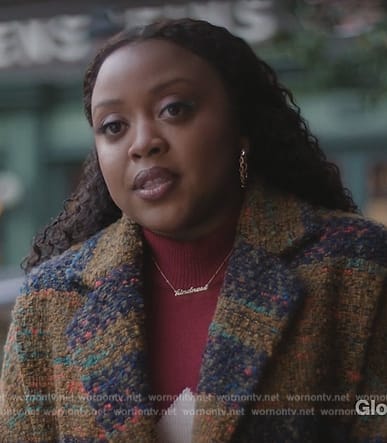 Janine’s plaid coat on Abbott Elementary