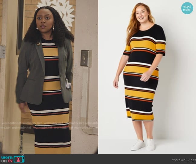 JC Penney Short Sleeve Midi Sheath Dress worn by Janine Teagues (Quinta Brunson) on Abbott Elementary