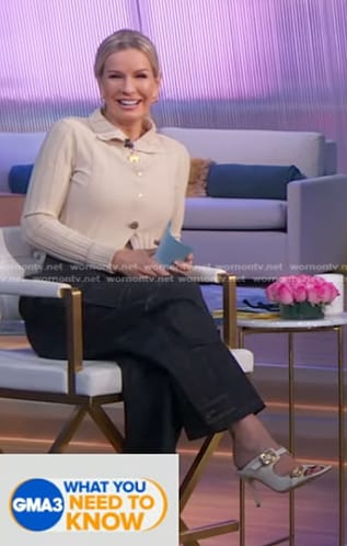Jennifer’s beige ribbed cardigan and cargo jeans on Good Morning America