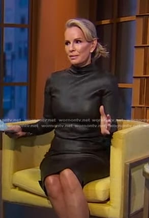 Jennifer’s brown mock neck leather dress on Good Morning America