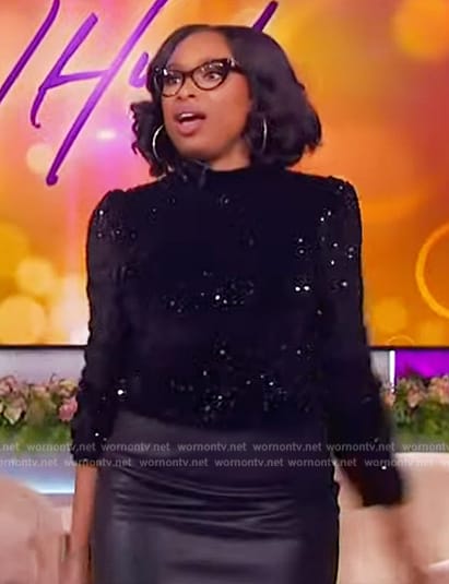 Jennifer’s black sequin velvet top on The Jennifer Hudson Show