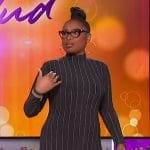 Jennifer’s black pinstripe maxi dress on The Jennifer Hudson Show