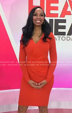 J.J. Smith’s red gathered dress on Today