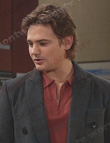 Johnny’s red zip polo shirt on Days of our Lives