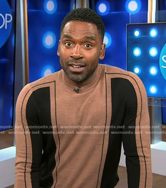 Justin’s brown and black colorblock sweater on Today