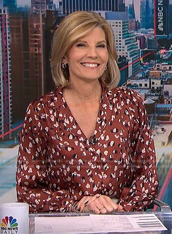 Kate’s brown floral blouse on NBC News Daily