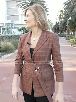 Kate Snow’s brown plaid belted blazer on Today
