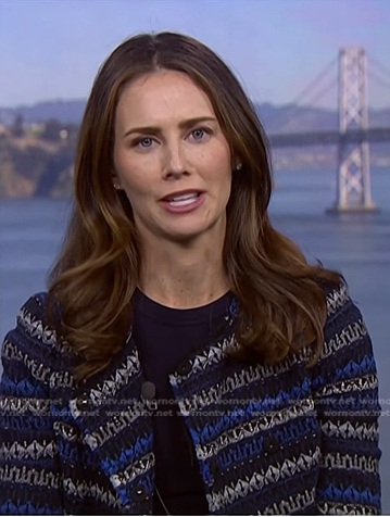 Kate Rooney’s black striped tweed jacket on NBC News Daily