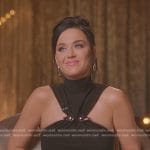 Katy Perry’s black embellished top and crocodile mini skirt on American Idol