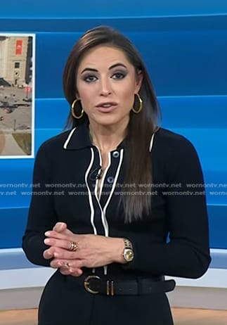 Kaylee’s black contrast trim cardigan on Today