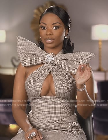 Keiarna’s confessional bow top and skirt on The Real Housewives of Potomac