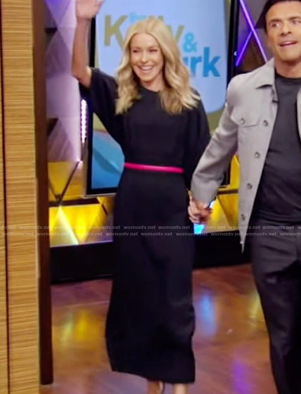 Kelly’s black midi dress on Live with Kelly and Ryan