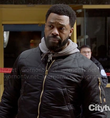 Kevin’s honeycomb quilted bomber jakcet on Chicago PD