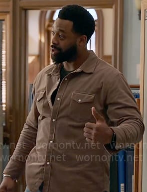 Kevin’s taupe corduroy shirt on Chicago PD