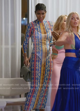 Kiki’s printed mesh dress on The Real Housewives of Miami