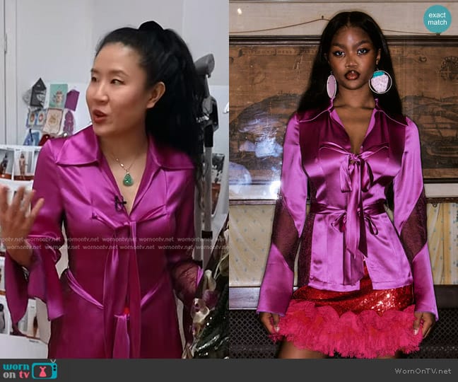 Kim Shui Silk Blouse in Magenta worn by Kim Shui on Today