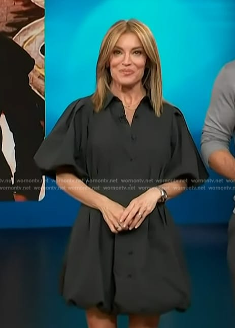 Kit’s black puff sleeve mini dress on Access Hollywood
