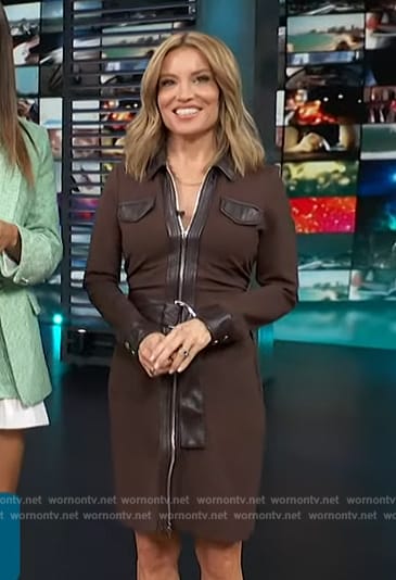 Kit’s brown rip front dress on Access Hollywood