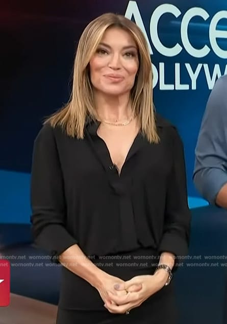 Kit’s black asymmetric dress on Access Hollywood