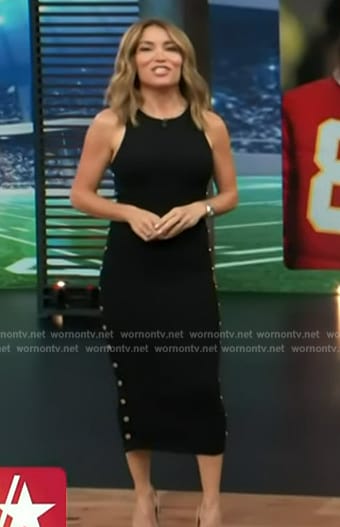 Kit’s black sleeveless button side dress on Access Hollywood