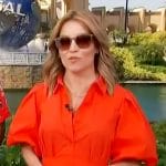 Kit’s red puff sleeve mini dress on Access Hollywood