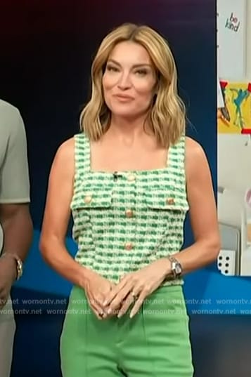 Kit’s green tweed top on Access Hollywood