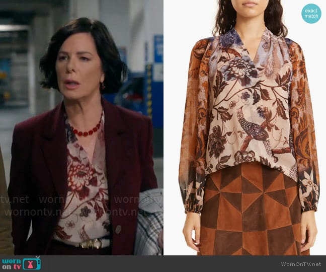 Kobi Halperin Gemma Blouse worn by Margaret Wright (Marcia Gay Harden) on So Help Me Todd