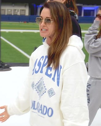 Kyle’s white Aspen print hoodie and joggers on The Real Housewives of Beverly Hills