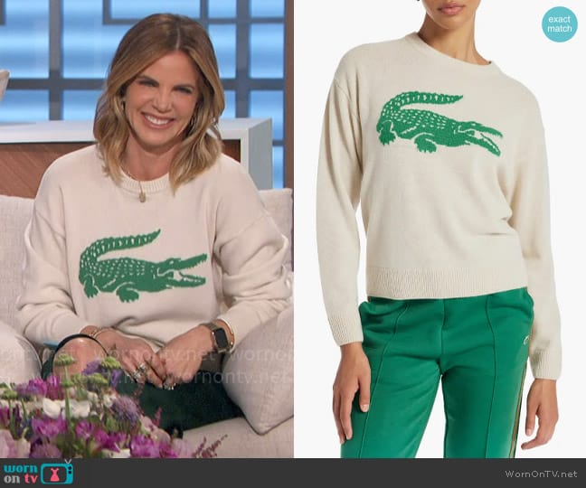 Lacoste Big Croc Cashmere & Wool Crewneck Sweater worn by Natalie Morales on The Talk