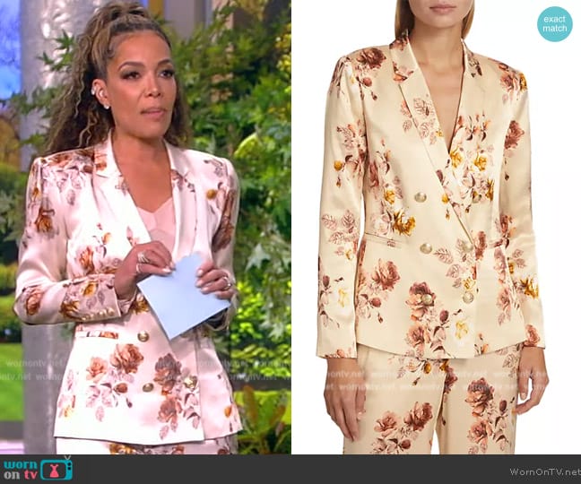 L'Agence Colin Floral Double-Breasted Blazer worn by Sunny Hostin on The View