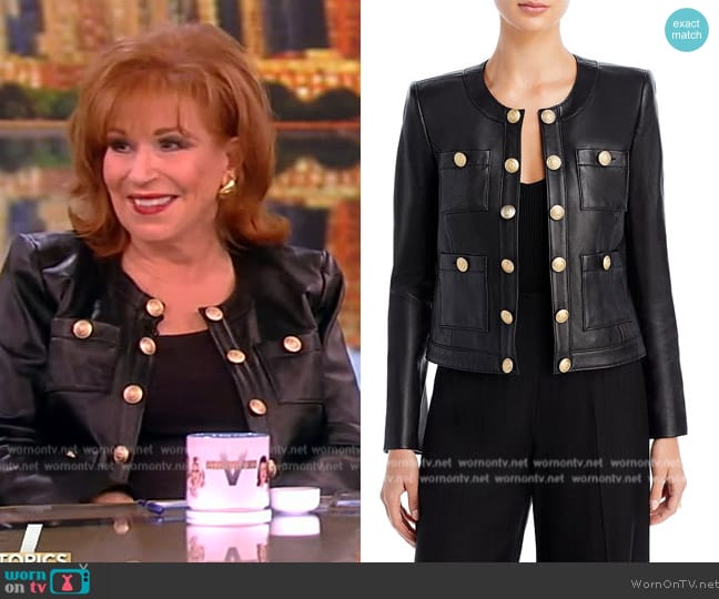 L'Agence Jayde Collarless Leather Jacket worn by Joy Behar on The View