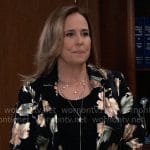 Laura’s metallic floral print blazer on General Hospital