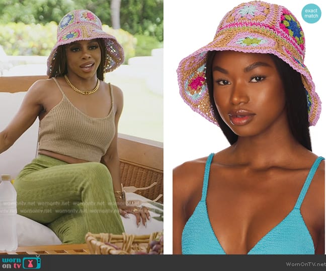 Lele Sadoughi Crochet Bucket Hat worn by Candiace Dillard Bassett on The Real Housewives of Potomac
