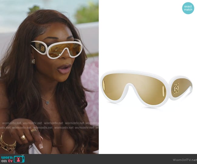Loewe Paula's Ibiza Anagram Mask Sunglasses worn by Nneka Ihim on The Real Housewives of Potomac