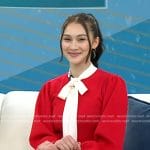 Lola Tung’s red tie neck sweater on Today