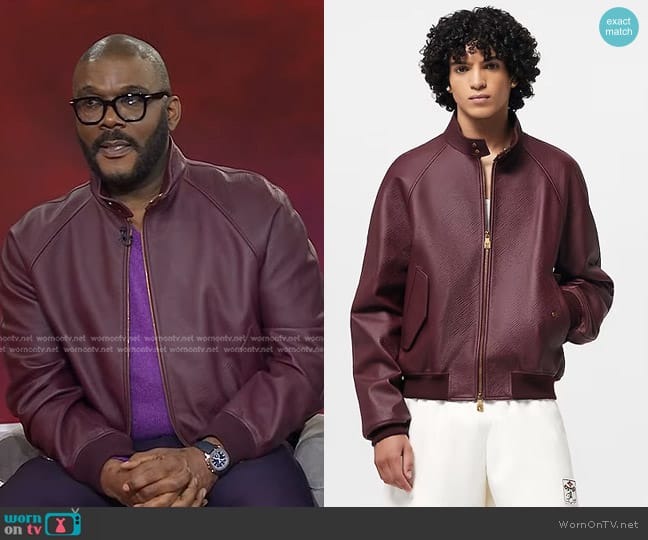 Louis Vuitton Epi Leather Harrington Jacket worn by Tyler Perry on Today