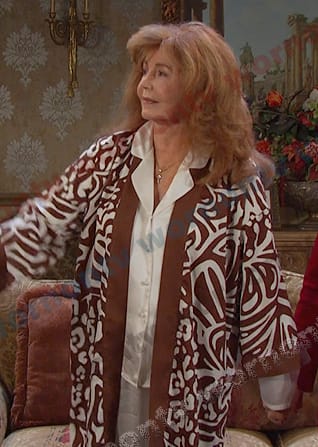 Maggie’s brown and white animal print jacket on Days of our Lives