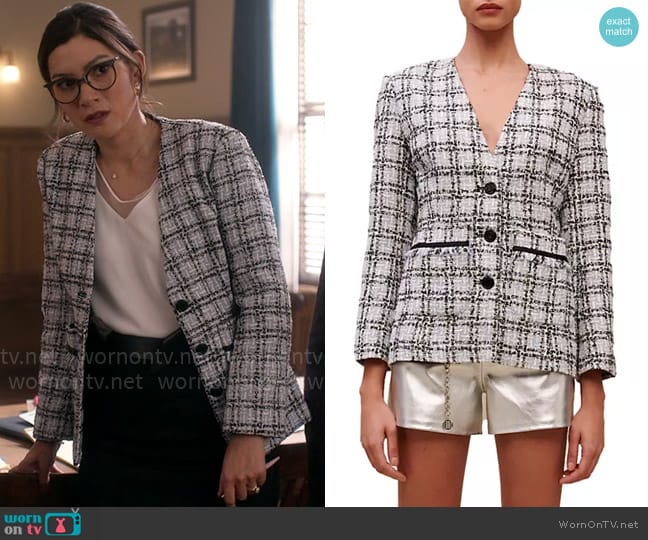 Maje Vizuli Jacket worn by Susan (Inga Schlingmann) on So Help Me Todd