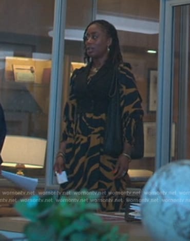 Malika’s animal stripe dress on Good Trouble