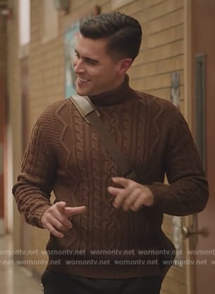 Manny’s brown cable knit sweater on Abbott Elementary