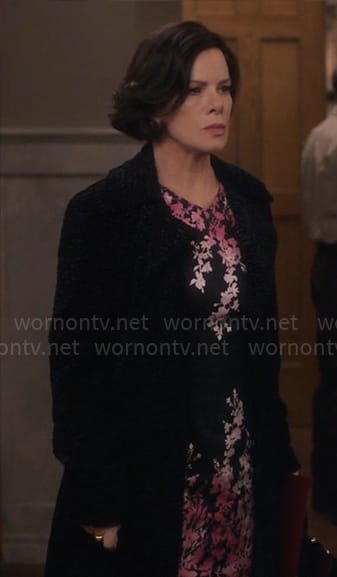 Margaret’s black textured coat on So Help Me Todd