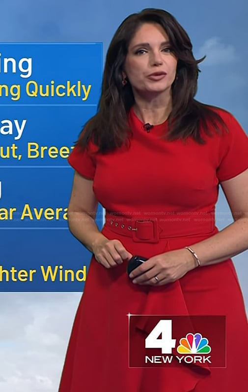 Maria’s red belted flare dress on Today