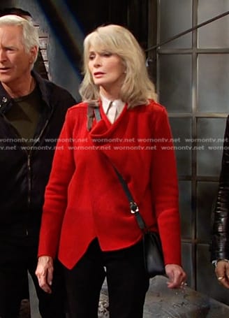 Marlena’s red draped wool jacket on Days of our Lives